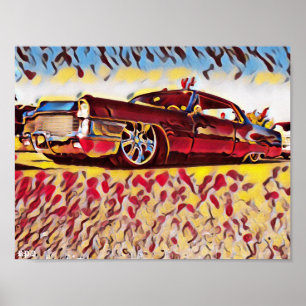 Poster Lowrider Cadillac Low Rider Caddy Car Art