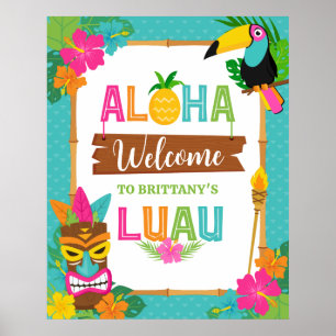 Poster Luau Aloha Fête d'anniversaire tropicale de bienve