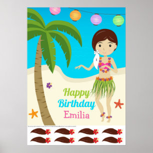 Poster Luau Birthday Party Hawaiian Pin The Tail Game