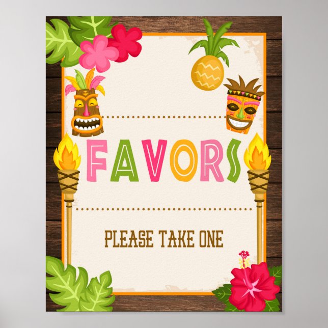 Poster Luau Favors Sign (Devant)