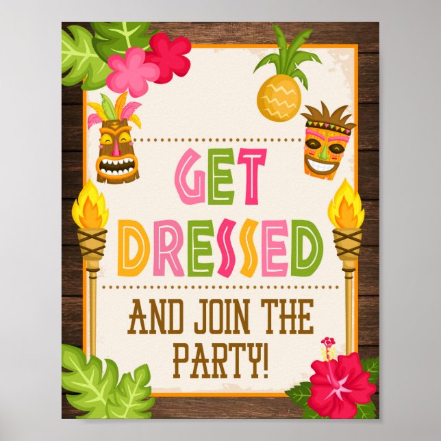 Poster Luau S'habiller & Rejoindre le signe de la fête (Devant)