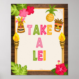 Poster Luau Take a Lei Sign