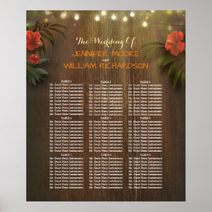 Poster Luau Tropical Beach Flowers Mariage Seating Chart