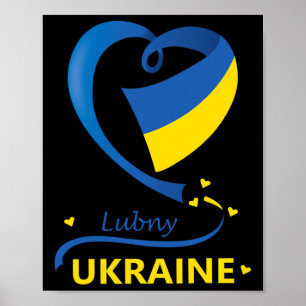 Poster Lubny Ukraine Drapeau National Emblème du cœur Crê