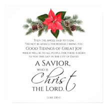 Luc 2:10-11 Bon Tidings Poinsettia Noël
