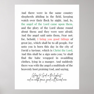Poster Luc 2:8-14 Verse de la Bible, Noël