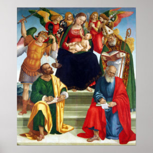Poster Luca Signorelli Madonna et enfant avec des saints