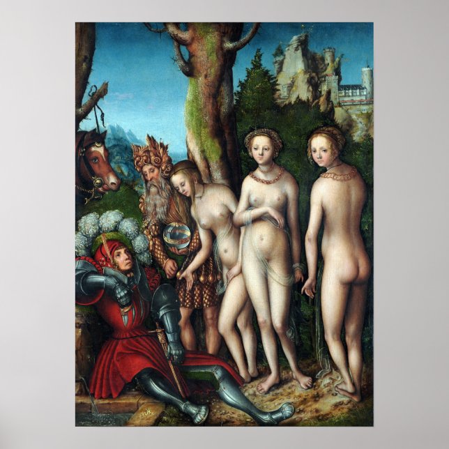 Poster Lucas Cranach l'Ancien Le jugement de Paris (Devant)