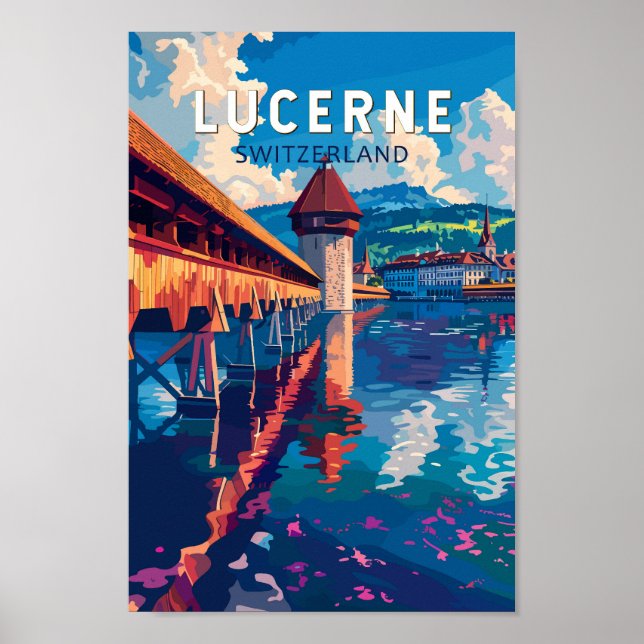 Poster Lucerne Suisse Travel Art Vintage (Devant)