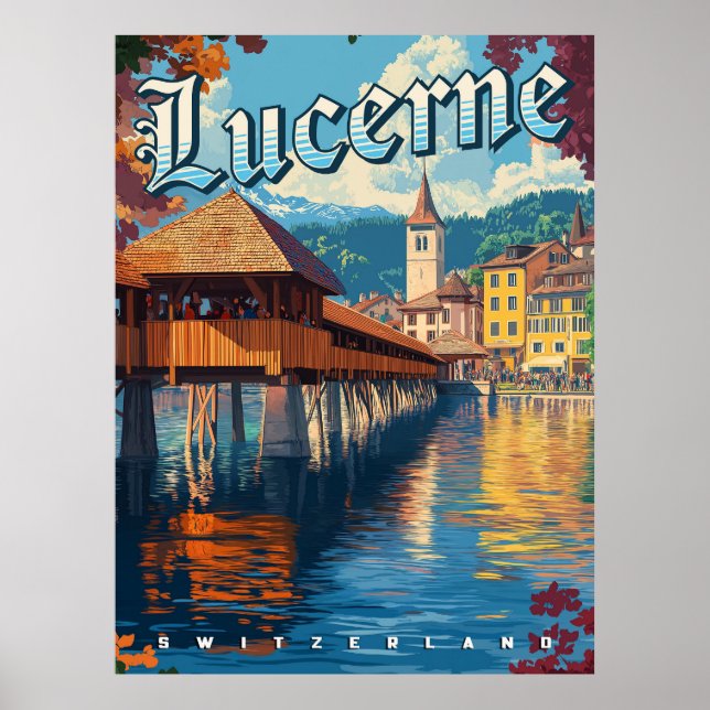 Poster Lucerne Suisse Vintage voyage (Devant)