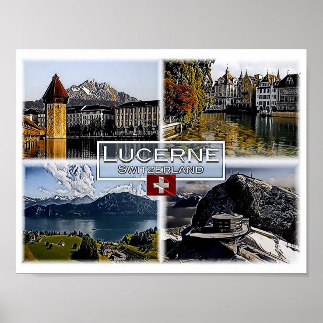 Poster Lucerne - Switzerland - Mosaic (Devant)