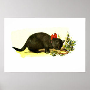 Poster Lucky black cat animal art