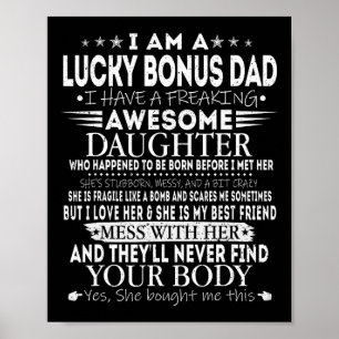 Poster Lucky Bonus Papa Tee de Fille Awesome Père
