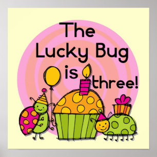 Poster Lucky Bug Cupcake 3e Anniversaire Tshirts et cadea
