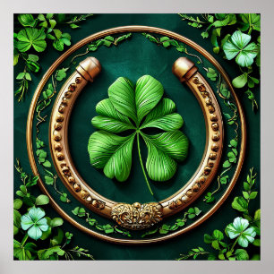 Poster Lucky Horseshoe et Clover Design