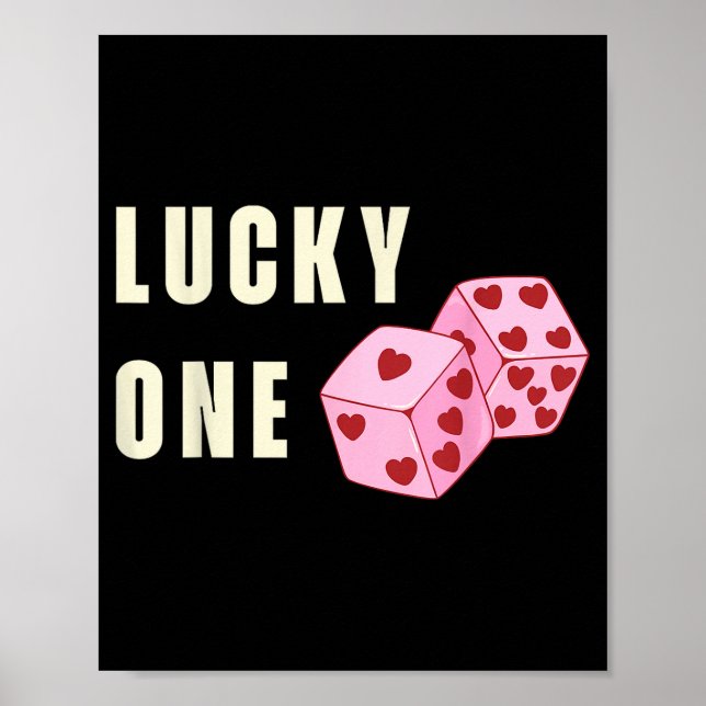 Poster Lucky One Heart Dice Couples Matching Valentines D (Devant)