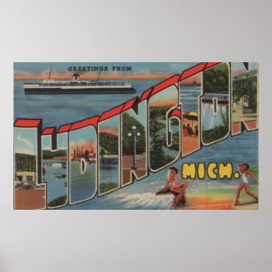 Poster Ludington, Michigan - Scènes de grandes lettres
