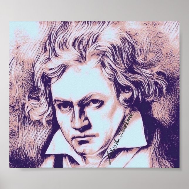 Poster Ludwig van Beethoven Portrait de Joseph Karl Stiel (Devant)