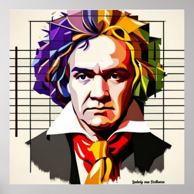 Poster Ludwig van Beethoven Vibrant Unique 40"x40" (Devant)