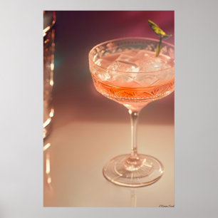 Poster Lueur de l'heure dorée : Art du cocktail vintage c