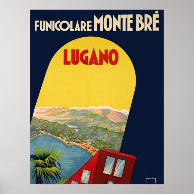 Poster Lugano, Suisse, paysage sous l'arc (Devant)