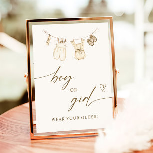 Poster Lui ou elle Boho Bébé Vêtements Révélation de genr