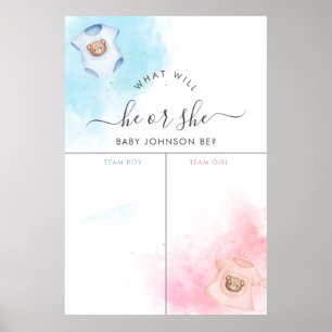 Poster Lui ou Elle Teddy Ours Vêtements Sexe Signal de ré