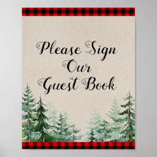 Poster Lumberjack Forest Please Sign our Guest