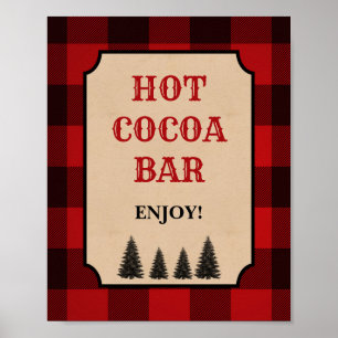Poster Lumberjack Hot Cocoa Bar Party Signal Red Plaid