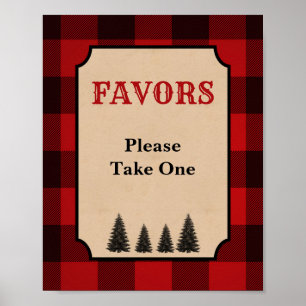 Poster Lumberjack Party Favoriser Signal rouge Plaid