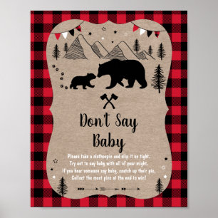 Poster Lumberjack Woodland Bear Ne pas dire Baby Game