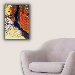 Poster Lumière à la fin d'une grotte à l'affiche de la pl