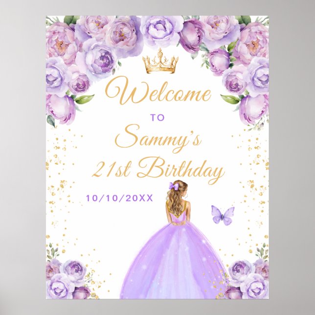 Poster Lumière Blonde Cheveux Princesse Anniversaire Bien (Devant)