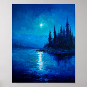 Poster Lumière de minuit : une réflexion au clair de lune