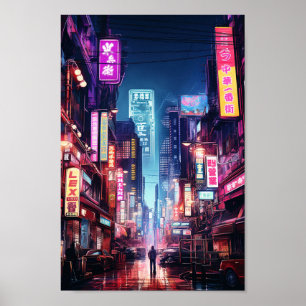 Poster Lumière de néon de la rue de Tokyo Cyberpunk
