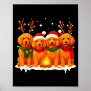 Poster Lumière de Noël de chien Renne Père Noël Noël Odle