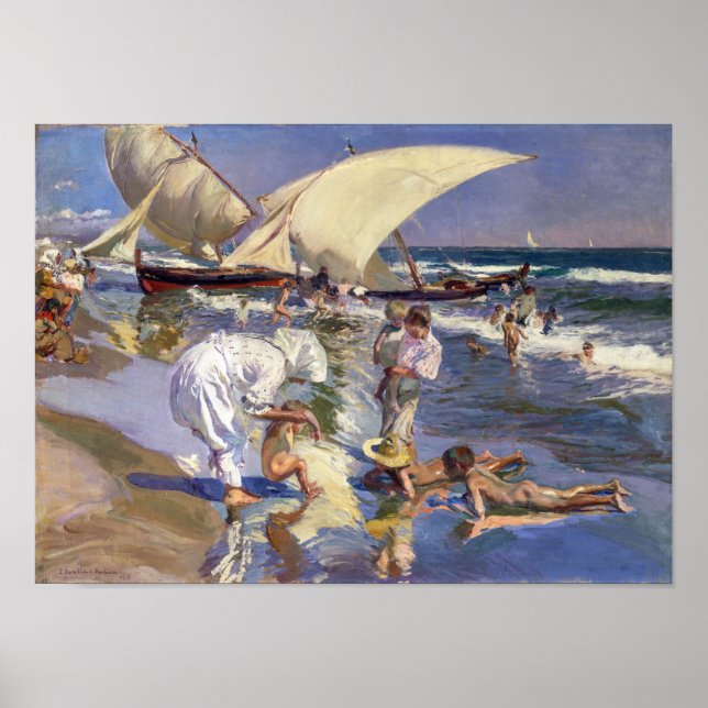 Poster Lumière du matin de la plage de Valencia | Joaquí (Devant)