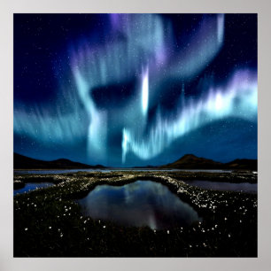 Poster Lumière du nord Borealis Norvège par l'amour