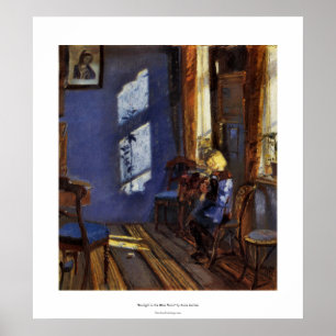 Poster Lumière du soleil dans l'art de la chambre bleue p