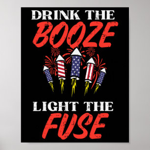 Poster Lumière Fuse Fireworks Funny Quatrième 4 juillet