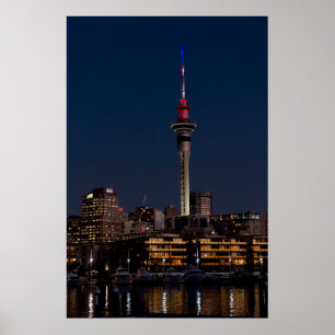 Poster lumière nocturne d'Auckland, Sky Tower,