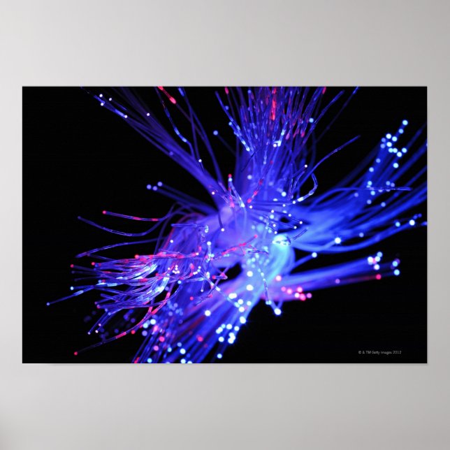 Poster Lumière rouge et bleue de fibre optique (Devant)