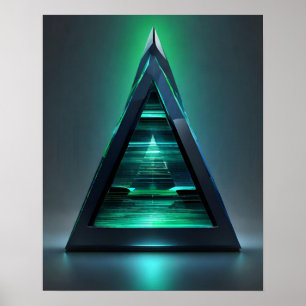 POSTER LUMIÈRE TURQUOISE PYRAMIDE VERTE