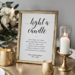 Poster Lumière Une bougie Élégante poème funéraire avec n