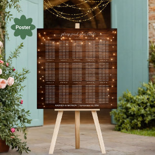 Poster Lumières à cordes en bois Brown 15 Tables Siège Ma