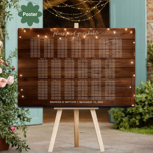 Poster Lumières à cordes en bois Brown 19 Tables Siège Ma
