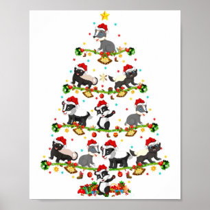 Poster Lumières de Blaireau Noël Père Noël Blaireau Sapin