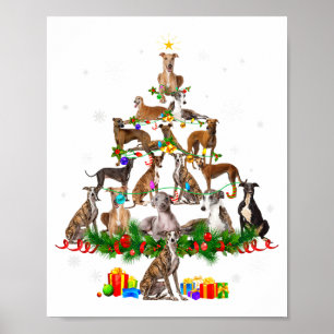 Poster Lumières de l'arbre de Noël Ghound Drôle de chien