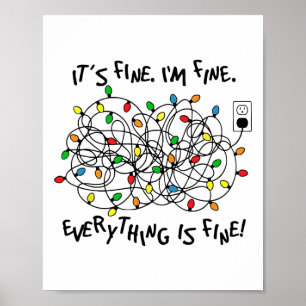 Poster Lumières de Noël amusantes C'est bien Je vais bien
