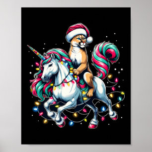 Poster Lumières de Noël Cougar équitation Unicorn